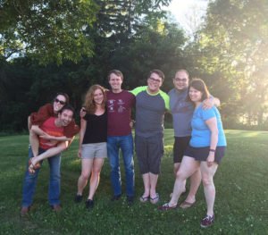 Some Commonwealers, including apprentices, enjoying summer in Lanesboro