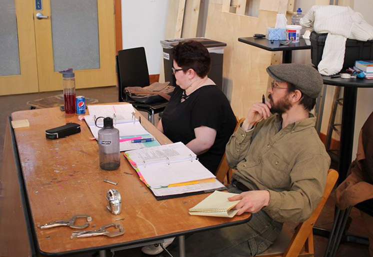 Jodi Rushing and Brandt Roberts oversee rehearsal of The Fox